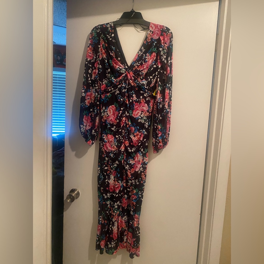 Dress Long Sleeve floral print split up front